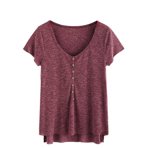 Floerns Womens Casual T shirt Burgundy