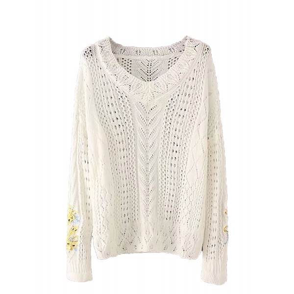 Floerns Womens Embroidery Pullovers Sweater