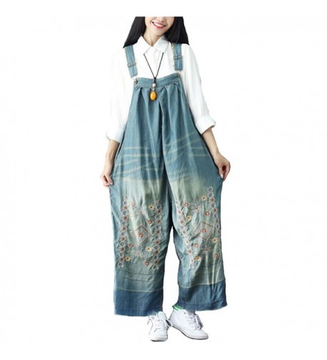Aeneontrue Jumpsuits Embroidery Distressed Style1_Blue