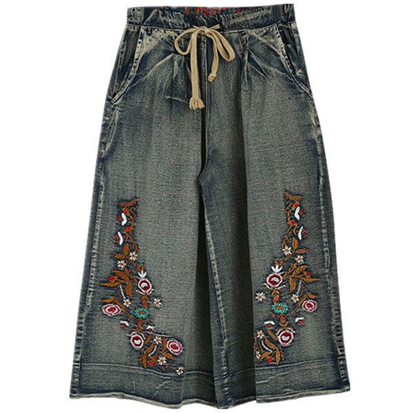 P76 Cropped Trousers Cotton Embroidery