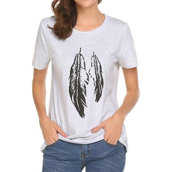 Womens Printed Feather Graphic Juniors