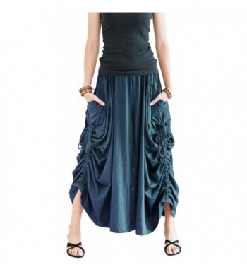 Convertible Maxi Skirt Pants Cotton Jersey Versatile Skirt - Teal ...