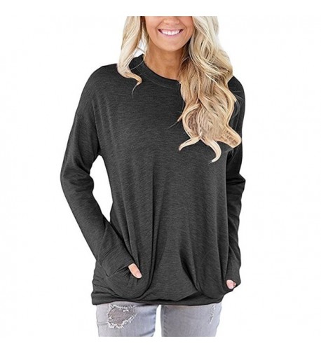 Womens Sleeve Pockets Pullover Sweatshirt