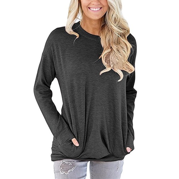 Womens Sleeve Pockets Pullover Sweatshirt