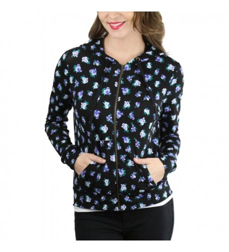 ToBeInStyle Womens Floral Zip Up Hoodie