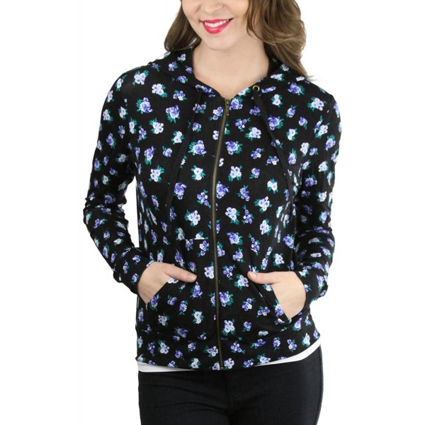 ToBeInStyle Womens Floral Zip Up Hoodie