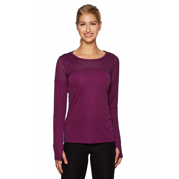 Active Women's Long Sleeve Lazer Cut Ventilated Crewneck Tee - Berry ...