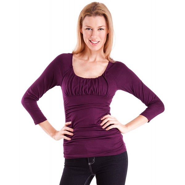 Purple Ladies Ruched Front Sleeve