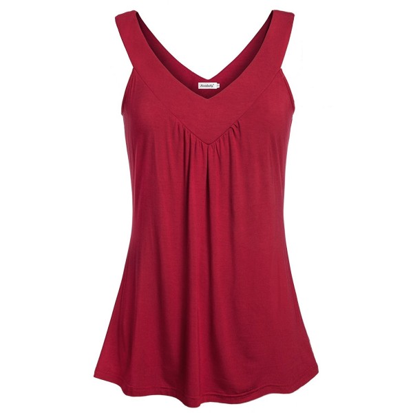 Women Sleeveless Tunic Pleated Tanks