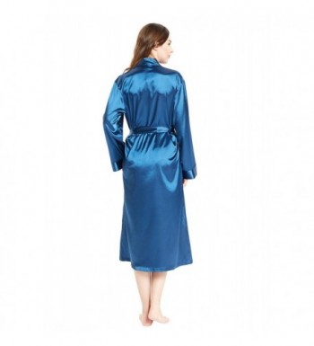 Silky Satin Robe for Women- Long Bathrobe Full Length V-Neck Dressing ...