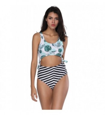 SUNGIFT Swimsuit Striped Butterfly Stitching S