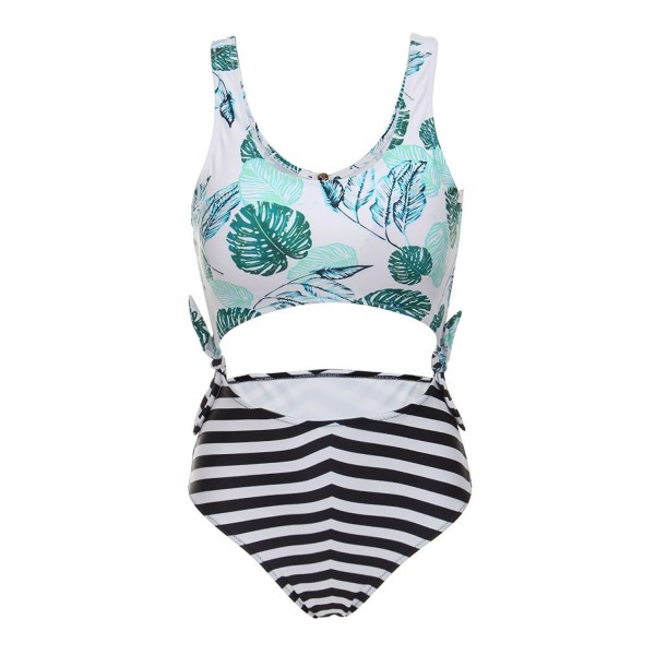 Women's Swimsuit 2 Piece Split Floral Striped Butterfly With Stitching ...