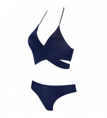 Solid Wrap Bikini Set- Sexy Brazilian Swimsuit For Women - Blue ...