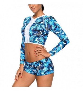 Asvivid Womens Cropped Rashguard Swimsuits