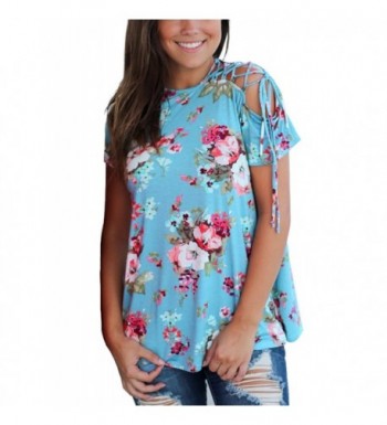 ACKKIA Printed Shoulder T Shirt Blouses