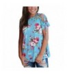 ACKKIA Printed Shoulder T Shirt Blouses