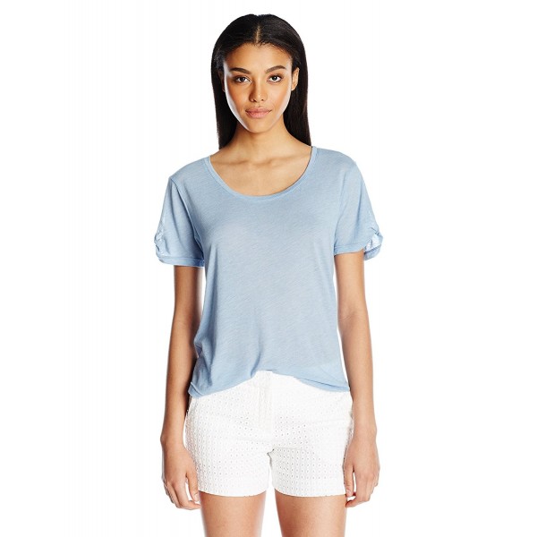 Women's Knit Twist T-Shirt - Faded Denim - CC1206A1H0B