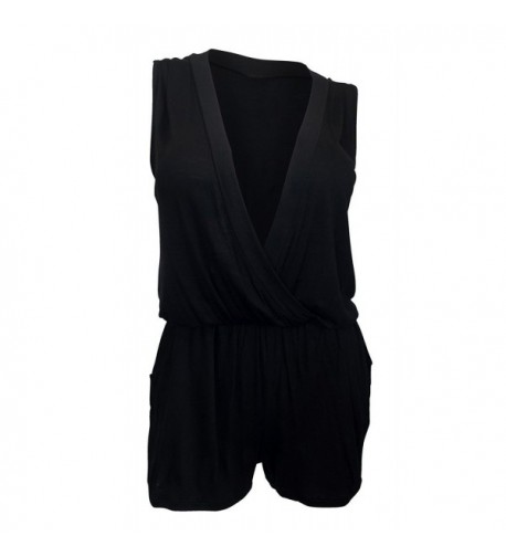 eVogues V Neck Sleeveless Romper Black