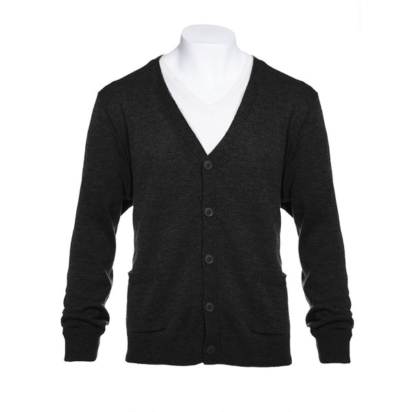 Mens Flat Knit Long Sleeve V-Neck Two Pocket Cardigan Sweater(See More ...