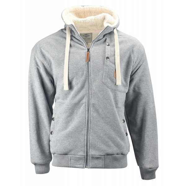 Men's Heavyweight Sherpa Lined Full Zip Fleece Hoodie - Heather Gray ...