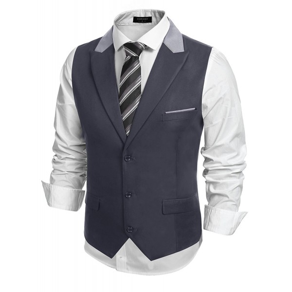Men's V-Neck Lapel Sleeveless Suit Vest Slim Fit Skinny Dress Vest ...