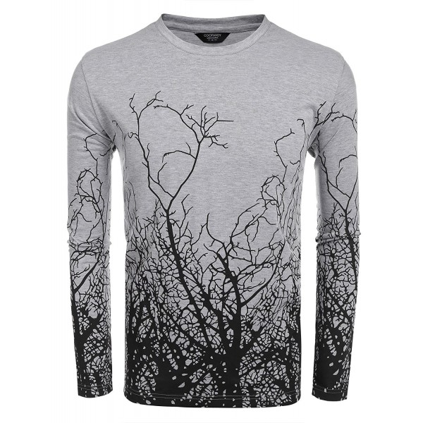 Men's Fashion Long Sleeve Shirt Tree Shadow Printed Graphic T-Shirt ...