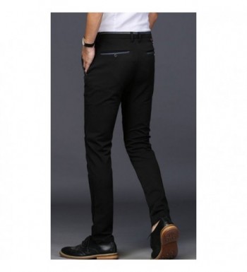 Mens Stretch Dress Pants Slim Fit Skinny Suit Pants - 7108 Black ...