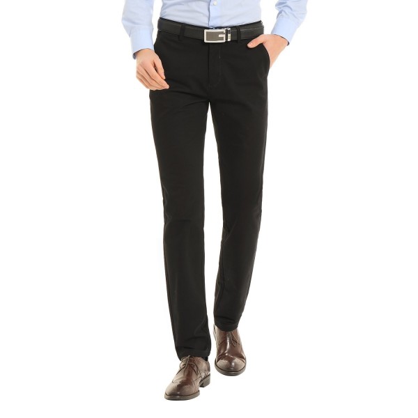 Men's Casual Pants Slim-Tapered Stretchy Dress Pants Straight-Fit Flat ...