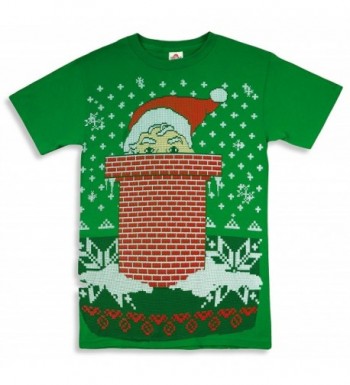 Santa PEAKING Chimney Sweater T Shirt