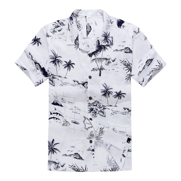 Mens Hawaiian Shirt Aloha White