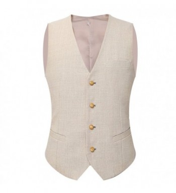 Mens V neck Sleeveless Linen Suit