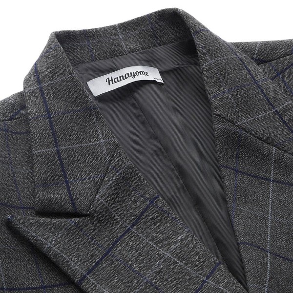 Men's Casual Windowpane Double Breasted Jacket Blazer Separate Coat ...