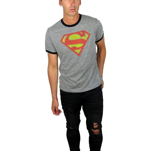 Comics Superman Ringer Charcoal Small