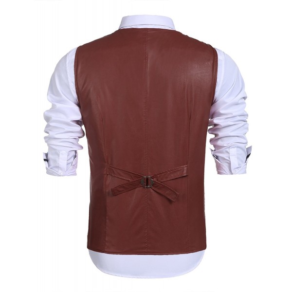 Men's Leather Vest Fashion Casual Motorcycle Racer Riding Prom Button Waistcoat Vests - Dark ...