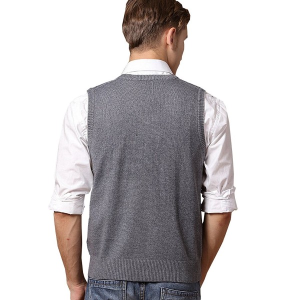 Lisianthuas Mens' Argyle V-Neck Sweater Vest - Dark Grey - CM129UR5OL5