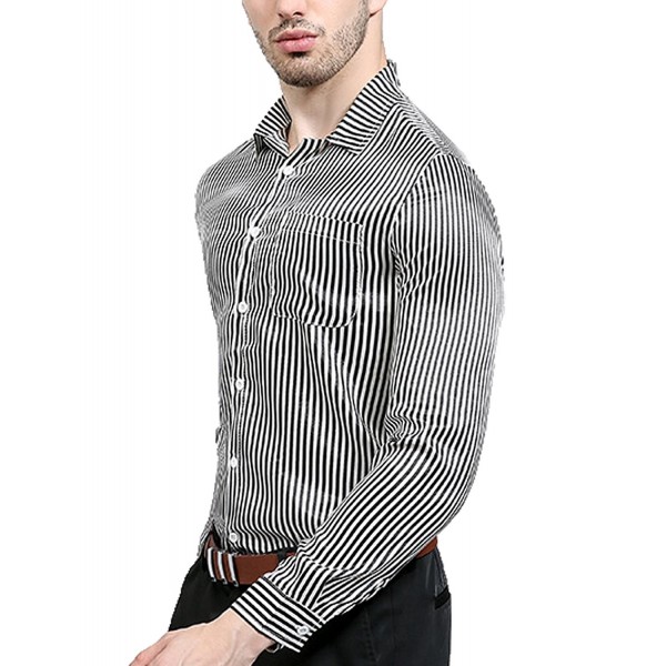 Men's Retro Printed Button Down Slim Fit Long Sleeve Casual Dress Shirt ...
