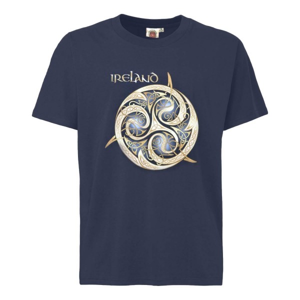 Navy Round Neck T-Shirt With Celtic Spiral Design With Ireland Text ...