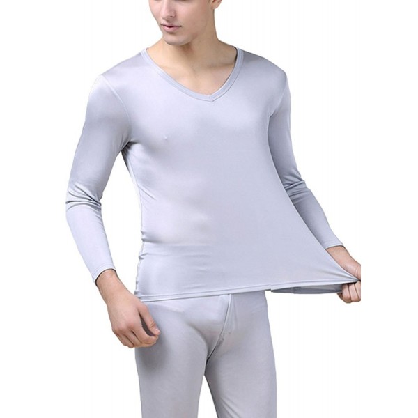Men's Thermal Underwear Sets Mulberry Silk V-neck Long John for