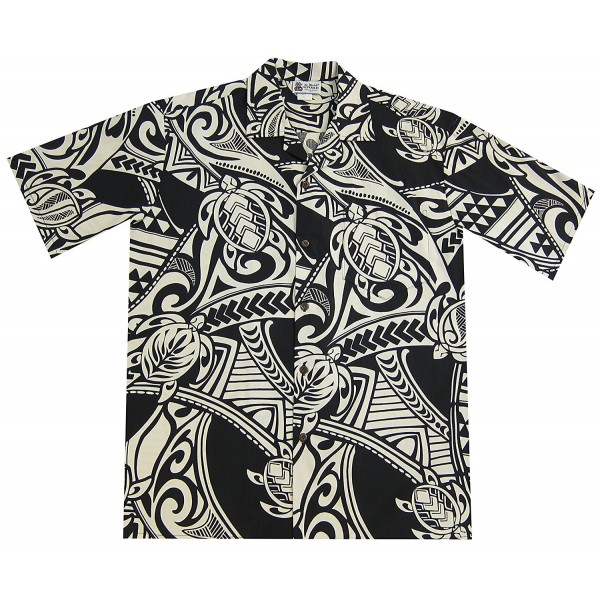 Maori Tribal Tattoo Men's Hawaiian Shirt - Black - CI127LCLKK5