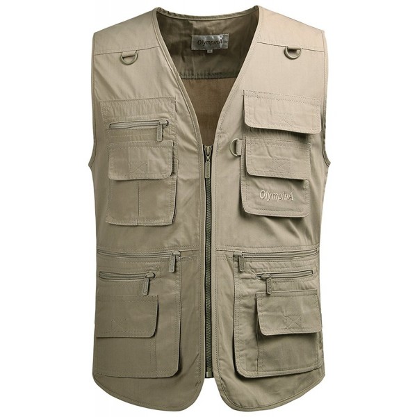 Men's Oversize Pockets Travels Sports Vest(Outdoor Coat) - Khaki1(thin ...