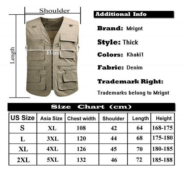 Men's Oversize Pockets Travels Sports Vest(Outdoor Coat) - Khaki1(thin ...