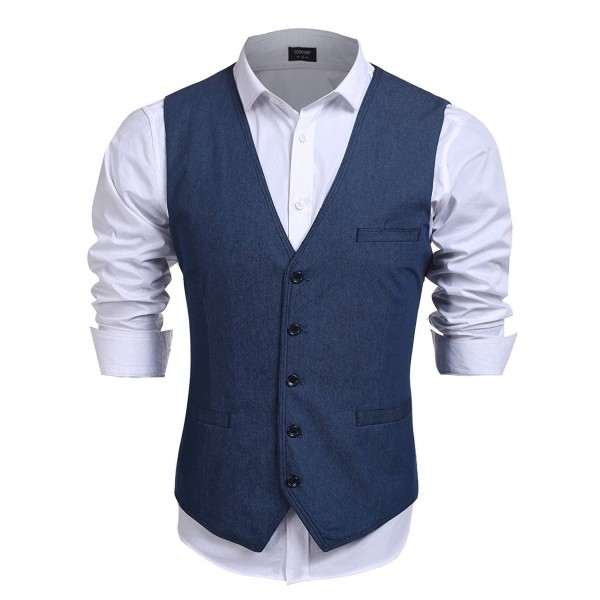 Mens Outdoors Waistcoat Vest Casual V-neck Sleeveless Slim Fit Denim ...