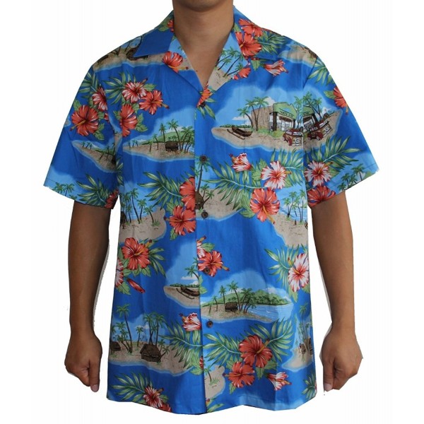 Mens Canoe Hawaiian Shirt Royal