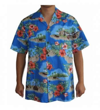 Mens Canoe Hawaiian Shirt Royal