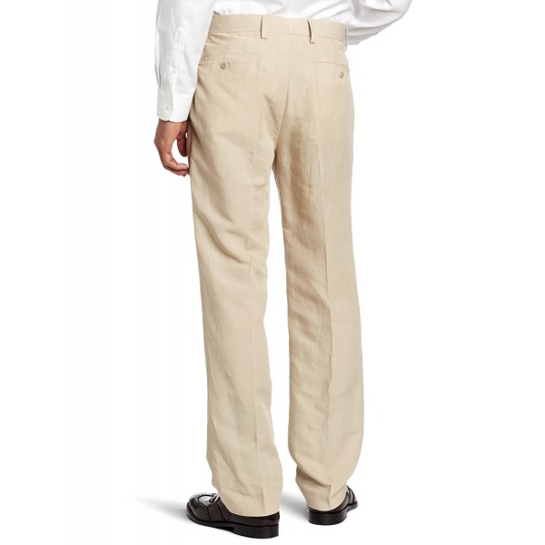 Men's Modern Fit Linen Blend Flat Front Dress Pant - Tan - C4115JXSNLN
