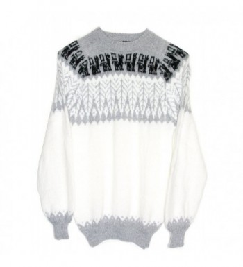 Alpaca Warm and Soft Sweater - White with an Andean Leafs Design ...