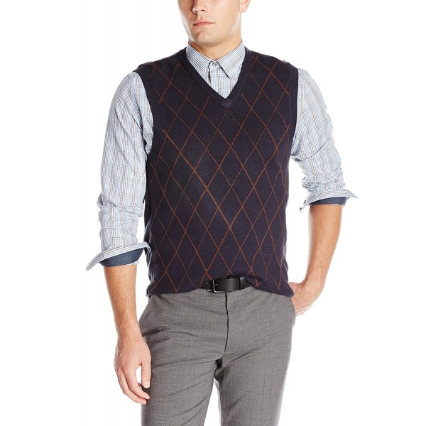 Haggar Stitch Argyle V Neck Sweater