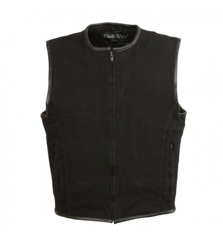 CLUBVEST Mens Zipper Vest Leather Trim BLACK 2X