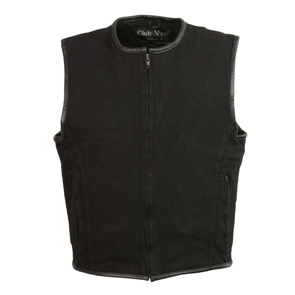 CLUBVEST Mens Zipper Vest Leather Trim BLACK 2X
