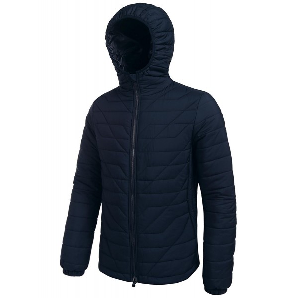 Mens Packable Hooded Down Jacket Lightweight Puffer Coats - Type 1 Blue ...